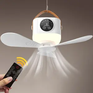 Portable USB Rechargeable Fan, Remote Control Switch, LED Light, Four Timer Settings, Four Speeds Adjustable, Indoor/outdoor Use
