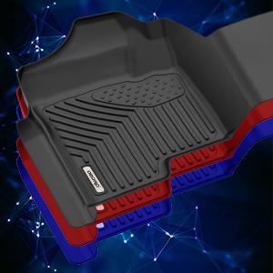 YITAMOTOR Floor Mats Fit for 2007-2013 Chevy Silverado/GMC Sierra 1500 Crew Cab & 2007-2014 Chevy Silverado/GMC Sierra 2500HD/3500 HD Crew Cab Black TPE Includes 1st and 2nd Row: Full Set Liners Car Rug Car Interior Durable Truck