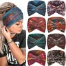 8pcs Bohemian ethnic style women's printed sports headband, fashionable high elasticity anti slip yoga fitness running, sweat absorbing headband, women's pleated headband, retro ethnic style elastic headband, Workout headband