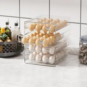 submatches 40 Grids Egg Container for Refrigerator, Egg Tray with Time Scale, Stackable Egg Storage Holder, Clear Egg Organizer, 2 Layers Egg Drawer, BPA Free, Egg Fresh Storage Box for Fridge