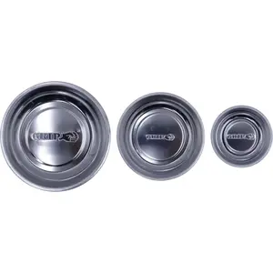 GRIP 3 pc Parts Tray Set - 3", 4", 6" - Stainless -, Screw, Nuts,, Parts & Tool Organization