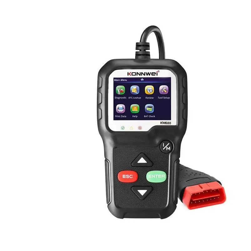 KONNWEI KW680 OBD2 Car Code Reader & Scanner - Direct Plug-and-Play Operation, 14*8 cm Compact & Portable Design, Live Data Stream Display, Built-in DTC Lookup Library for DIYers (Fits Most Cars Post-1996 with OBD2 Port)