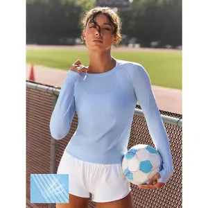 GLOWMODE Swift Seamless Arctic Edge Sweat-Wicking Lightweight Stretchy Contour Paneling Thumbholes Waist-Length Long-Sleeve Top Training Running Daily Active Wear