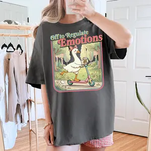 Off to Regulate Emotions Shirt, Mental Health Tee, Funny Goose Scooter Meme T-Shirt, Gift for Friends