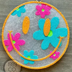 Floral smiley car freshie
