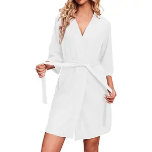 Robes for Women Waffle Knit Bathrobe Soft Lightweight Knee Length Loungewear S-XXLGift