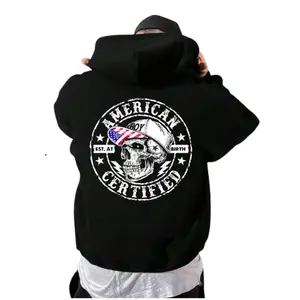 American Certified Shirt, Skull Graphic Streetwear Hoodie, Edgy Skull Print Urban Style Sweatshirt, Dark Aesthetic Street Fashion Shirt, Unisex Sweater Pullover Tee