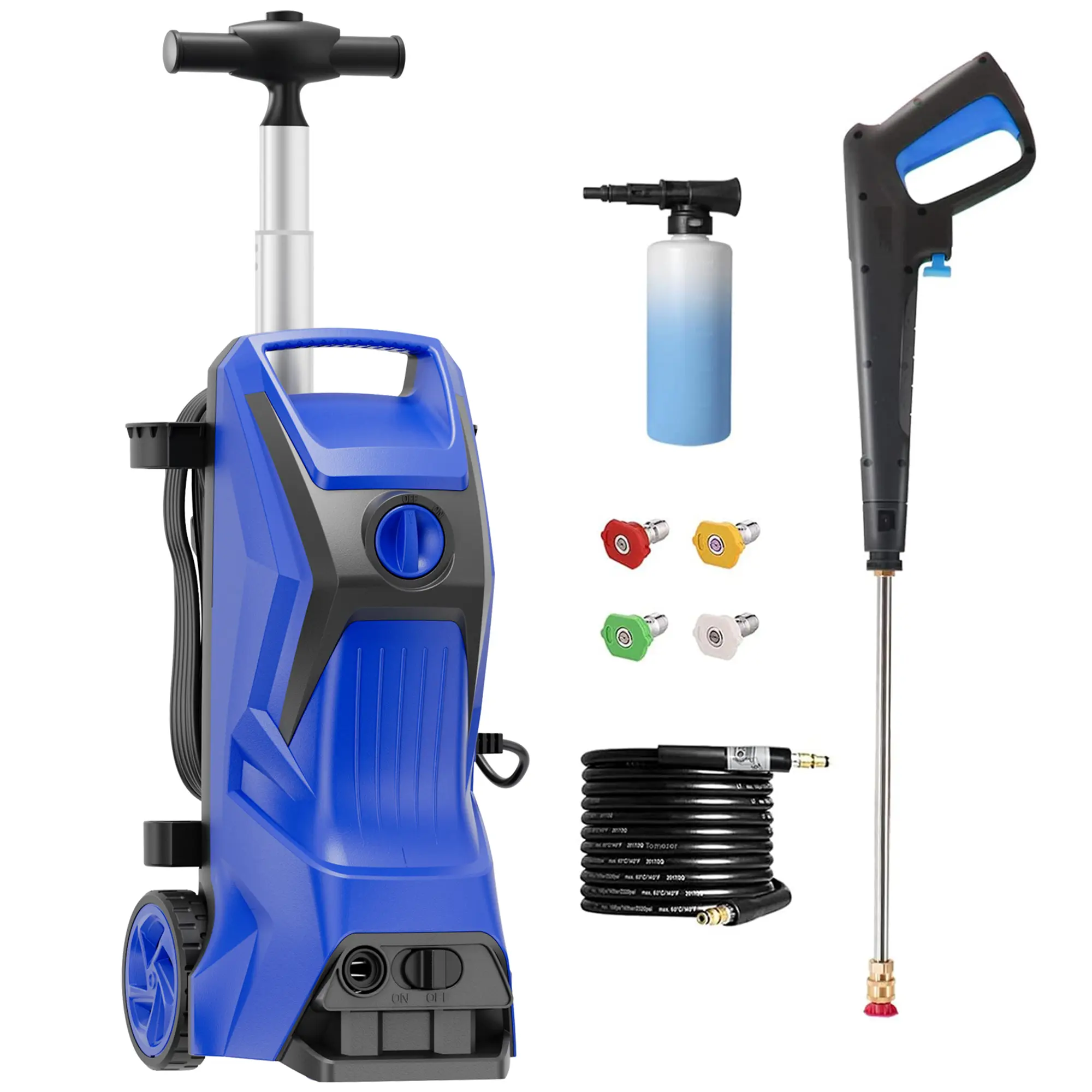 Electric Pressure Washer 2600PSI 2.6GPM, High-Pressure Surface Cleaning, Versatile Cleaning Performance, with 4 Quick Connect Nozzles, 500ML Soap Tank, Stainless Steel Lance, Automatic Total Stop System for Car Wash, Home, Patio Cleaning