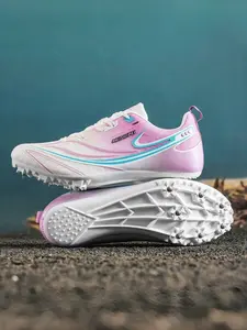 Parent - child White - Orange Gradient Detachable - Spikes Track and Field Shoes, Racing Sporty Style, Breathable Mesh Material, Strong Grip & Multi - field Adaptation, Ideal for Parent - child Track and Field Training & Competitions