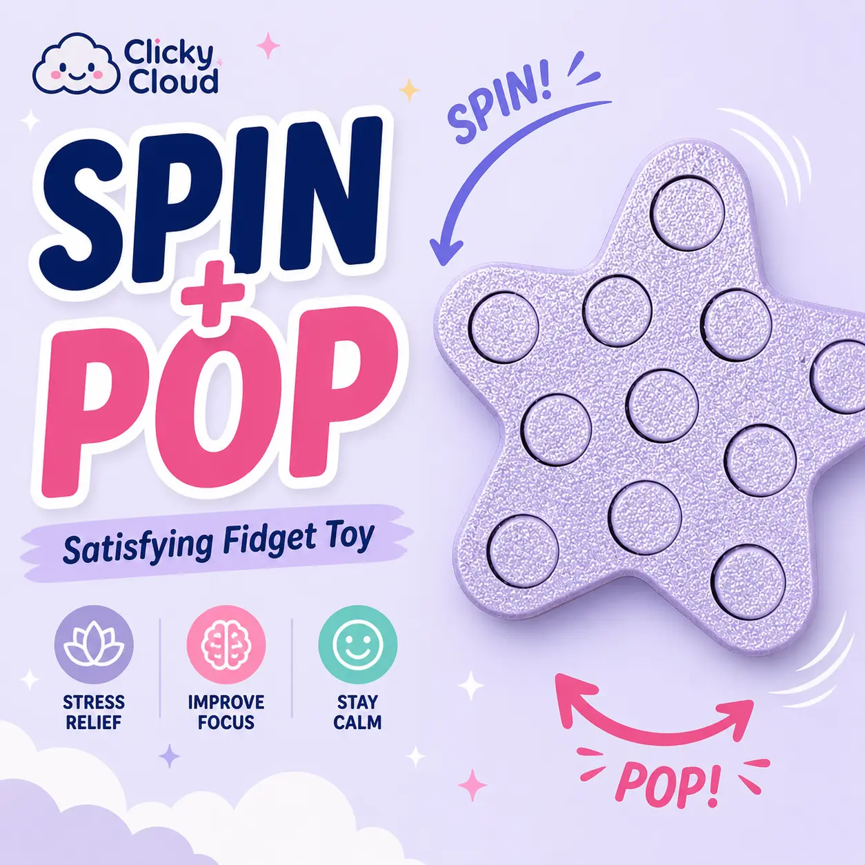 Mini Pop It Fidget Toy – Flower & Star Sensory Clickers