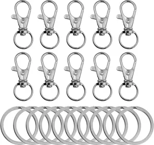 20 Pack  Snap Hooks and Key Rings, 10 count Keychains Clips Hooks and 10 count Key Chain Rings, Lobster Claw Clasp for   Making (20)