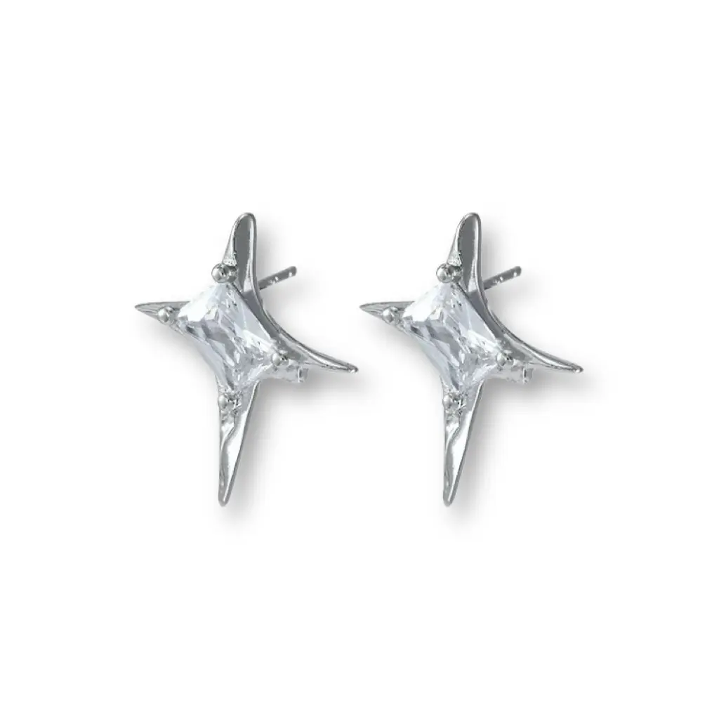 CZ Star Stud Earrings for Men Women Streetwear Unisex Hip Hop Style