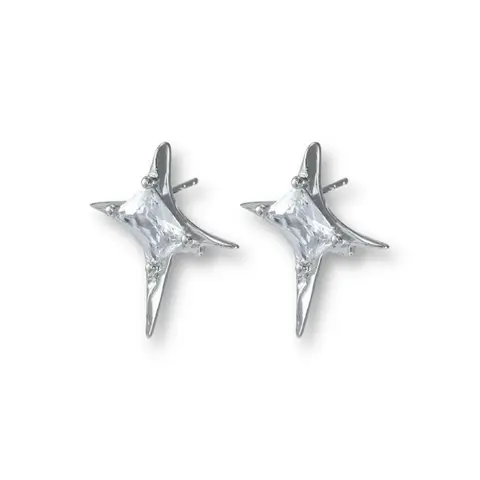 CZ Star Stud Earrings for Men Women Streetwear Unisex Hip Hop Style