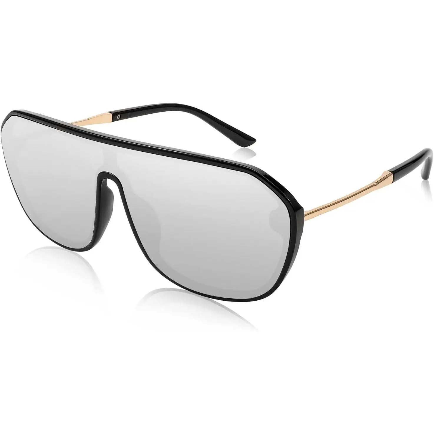 EyeconicFinds Rimless Mirrored Sunglasses Women Men Oversized One Piece Lens Sun Glasses B2932