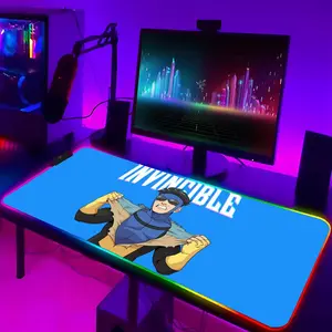Cool Invincible Mouse Pad Gaming Rgb Mousepad Backlit Keyboard Gamer Girl Xxl Laptop Mat Table Pads Deskpad Desk Accessories