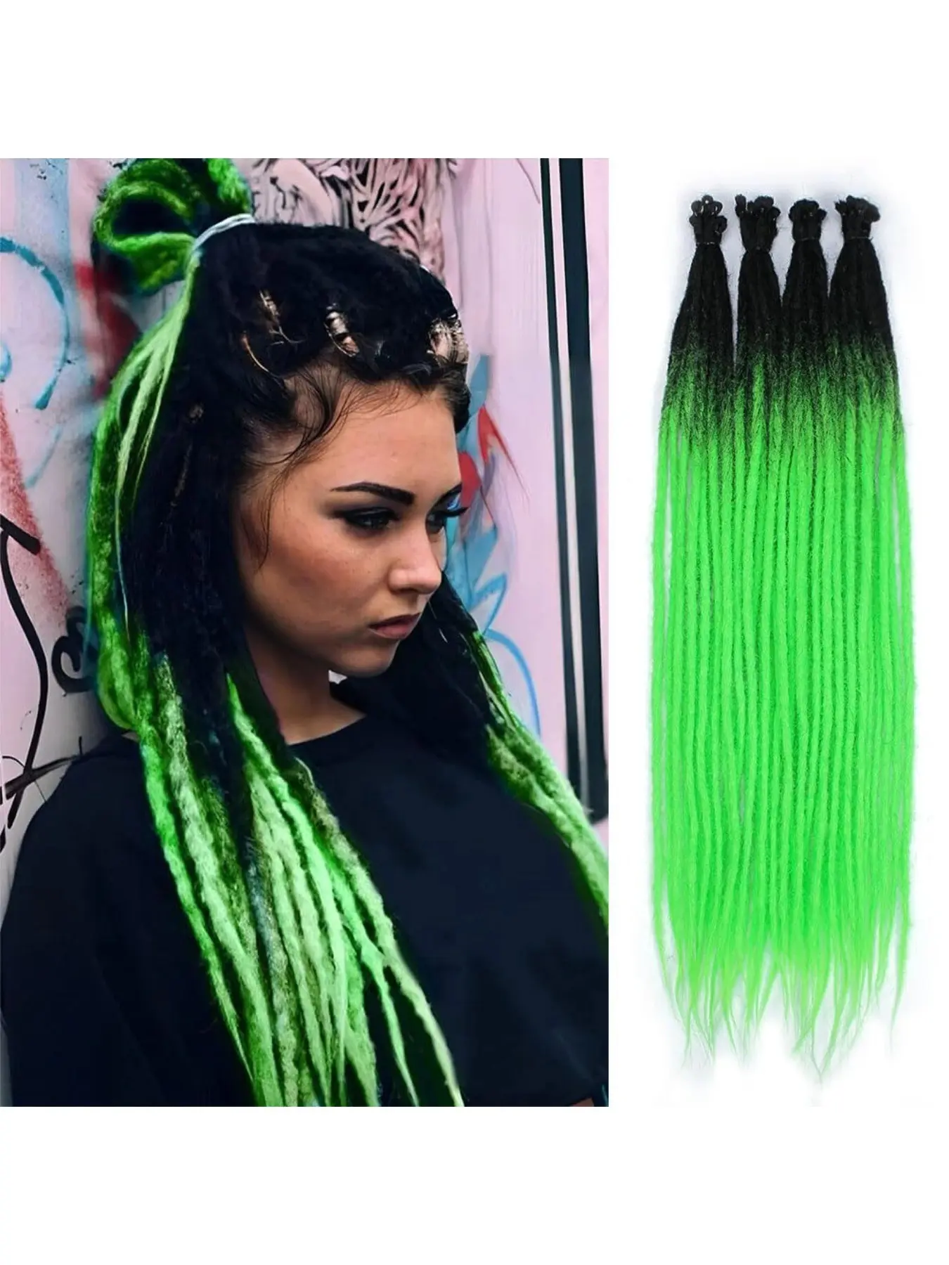 40 Strands 22-Inch Synthetic Dreadlock Extensions, Synthetic Hair, Pre-Formed Ring Hooks, Ideal for Beginners, Cosplay, Parties, Festivals, Synthetic Fiber Extensions
