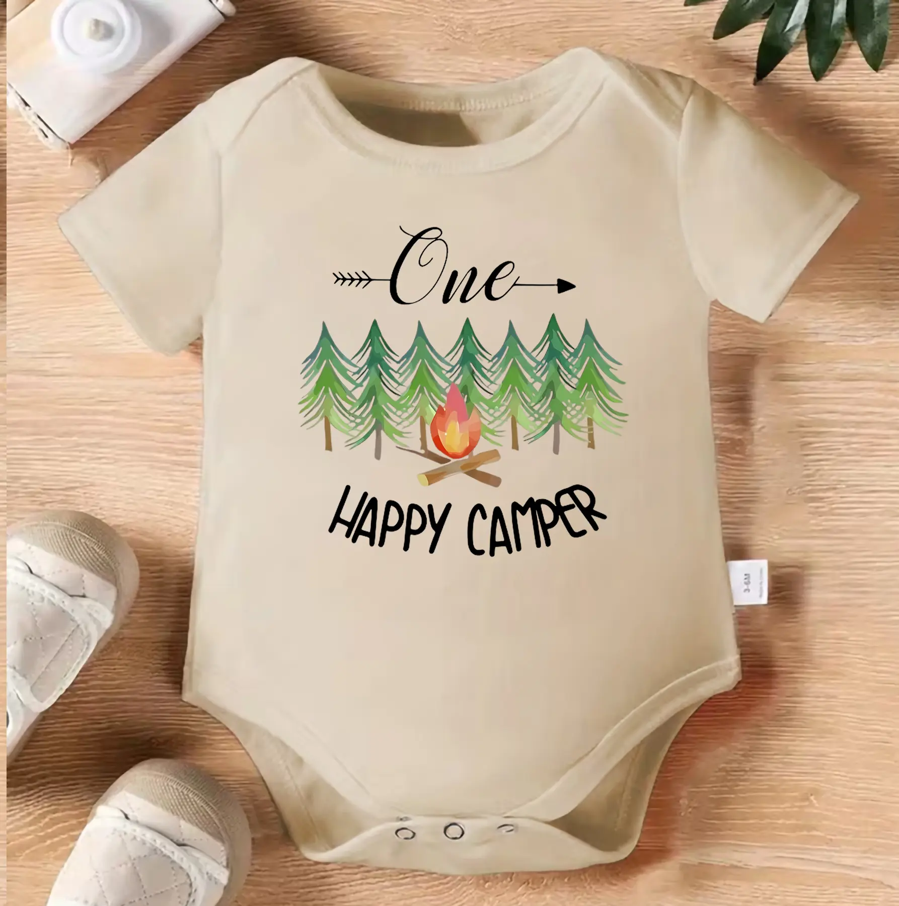 One Happy Camper Baby Bodysuit | Camping First Birthday Onesie | Woodland Adventure Infant Outfit | Cute Campfire Baby Clothes | Outdoor Baby Shower Gift | Forest Theme Birthday Romper