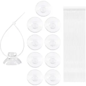 10 PCS 25mm Aquarium Suction Cups and 20 PCS Adjustable Zip Ties Fish Tank Tools for Air Tubes, Moss, Fish and Shrimp Nests, Plants, Reptile Hammocks