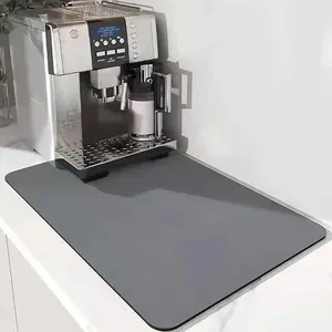 OKAKA Coffee Mat Dish Drying Mat Hide Stain Anti Absorbent with Non-slip Rubber Backed for Kitchen Counter,Coffee Machine, Dish Rack