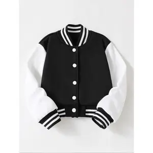 Short baseball jacket for girls aged 4–14 for autumn and winter—a fashionable children’s jacket suitable for cold weather.