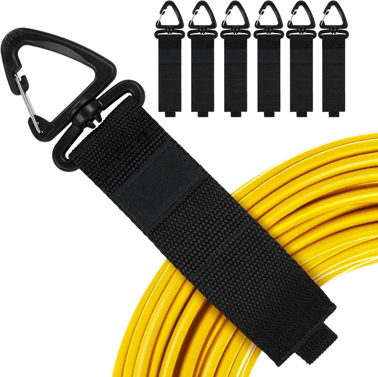 GJAHSH 6 Pack Extension Cord Holder Organizer, 16-Inch Heavy Duty Storage Straps for Garage Organization and Storage, Hose Hanger with Triangle Buckle, 900D Nylon Straps for Cords, Hoses, Ropes, Max 50 lbs summerwins