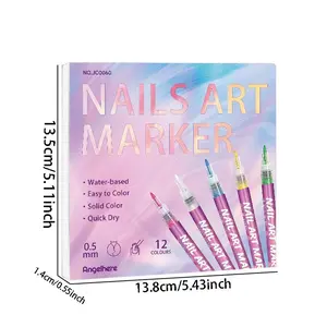 New 12 Color 3D Nail Art Pen Markers Set, Nail Art Decoration, Graffiti & Polishing Function, Smooth Control, Versatile for All Occasions, Easy DIY Manicure for Beginners, Nail Art Tool