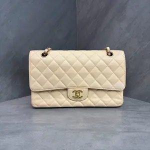 Pre-owned CHANEL SN13 classic flap medium caviar pink/gold