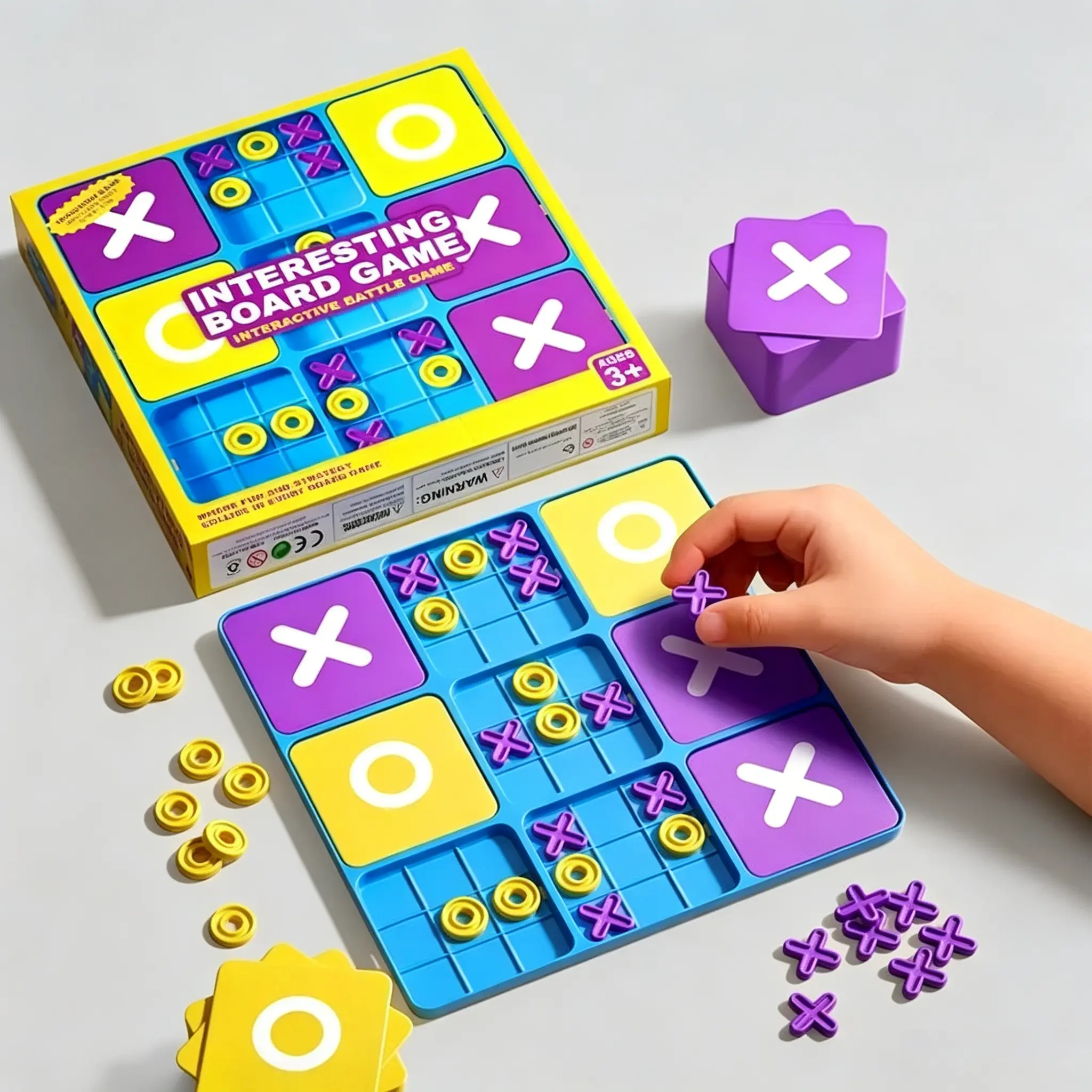 Color Tic-Tac-Toe Board Game for Kids & Families – Portable 2-Player Educational Puzzle Toy, Hand-Eye Coordination & Brain Training Game for Parent-Child Interaction, Travel, Classroom & Holiday Gift