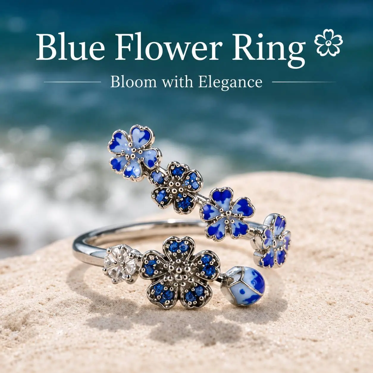 Peach Blossom Luck Ring for Women, Adjustable Flower Ring, Romantic Love Luck Jewelry Gift, Meaningful Ring for Girlfriend Birthday