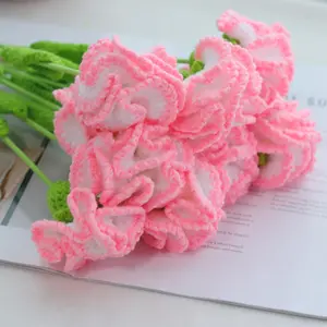 Handmade Crochet Carnation Bouquet, Artificial Flowers, DIY Wedding Decor, Party Decoration, Suitable for Valentine's Day, Easter, Mother's Day, Artificial Bouquets