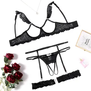 Avidlove Lingerie for Women Underwire Floral Lace Bra and Panty Garter Lingerie Sets S-XXL