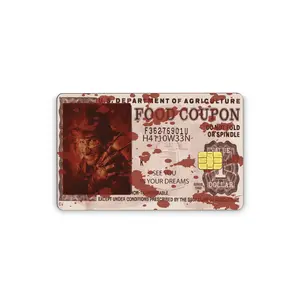 Halloween Food Coupon Credit Card Sticker Vinyl Skins Freddy Nightmare Decal With Easy Pull Tabs