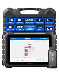 TOPDON ONE 10.1" Bidirectional Car Diagnostic Tool OBD2 Scanner J2534 Pass-Thru, ECU Coding & 50+ Services, Full System Scan TopFix AI, OE Topology Mapping