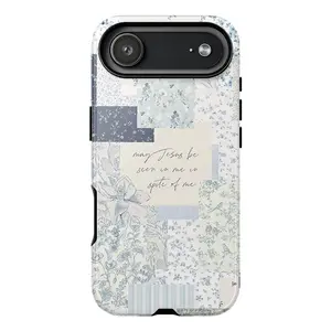 Blue Vintage Floral Patchwork Phone Case | Jesus Be Seen In Me Christian Faith Cover For iPhone 17 Pro Max 16 Plus 15 14 13 12 11 Air | Cottagecore Bird Magnolia Design | Gift for Her