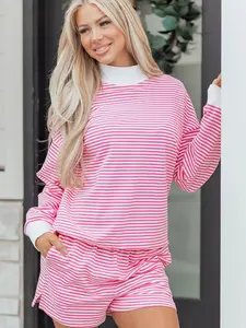 Women's Two Piece Matching Set for Fall Outfits Casual Sweatsuit and Sweat Short Sets Travel Tracksuit Loungewear