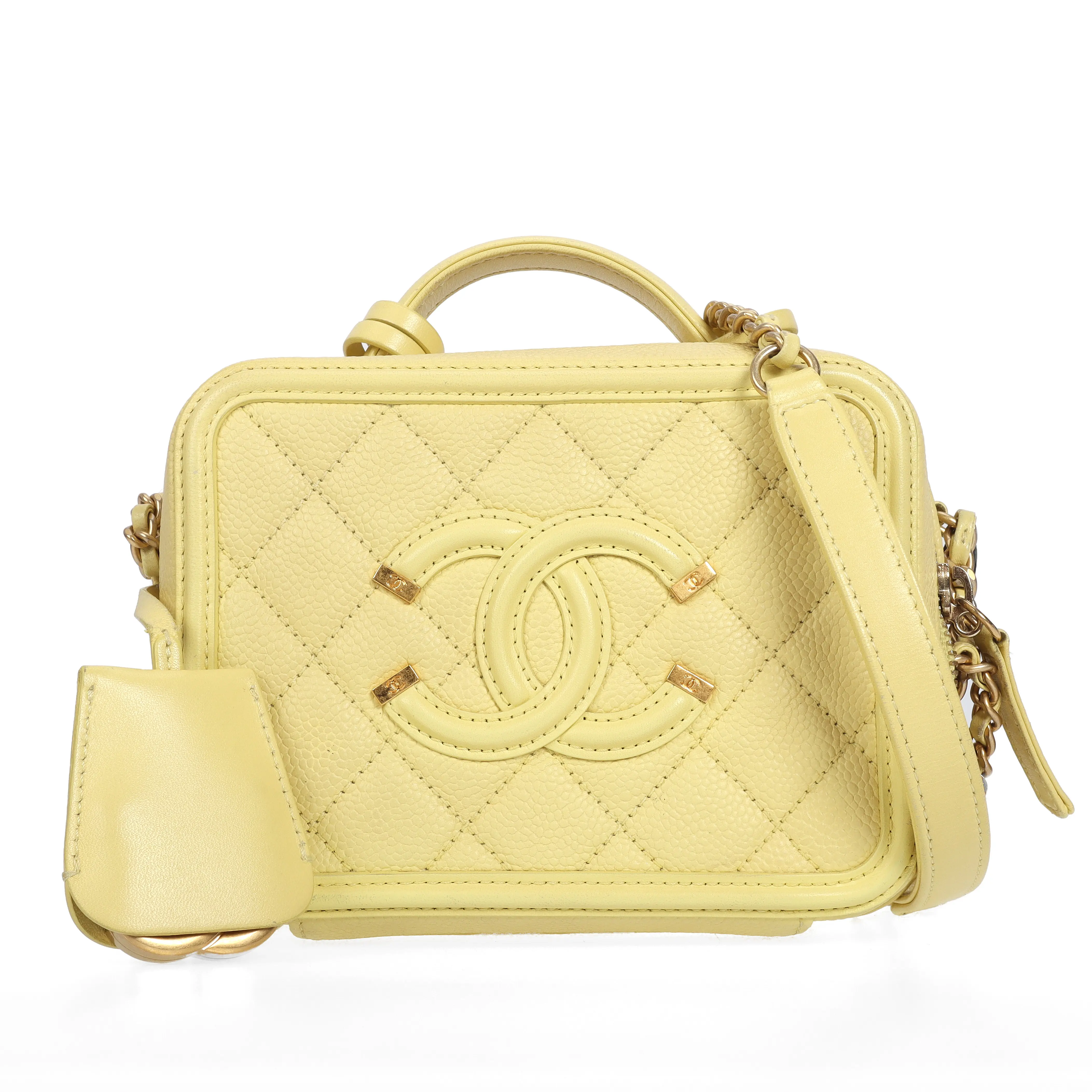 Pre-owned CHANEL Calfskin Crossbody Bags Vanity Case Yellow Crossbody Bag 12815663 hz