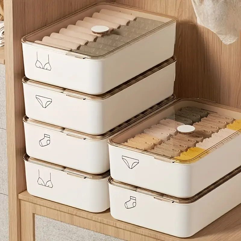 Underwear, underpants and socks storage box - storage and organization set - with lid, Clothes Storage Box
