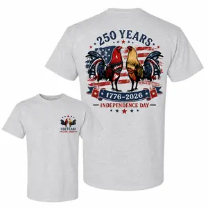 250 Years Independence Day T-Shirt 1776-2026, Patriotic American Flag Rooster Graphic Tee, Gamefowl Style, Game Farm Life, America 250 Anniversary Shirt