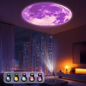 Moon-Patterned Projection Light, with 5 Color Moon Options, Perfect for Creating a Romantic Starry Sky Atmosphere as a Ceiling Background Decoration Light.