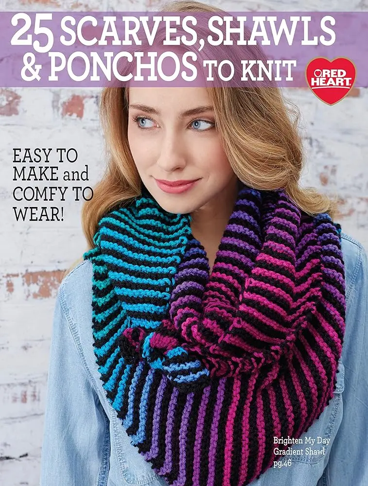 Red Heart Yarn Knitting Craft Book - 25 Scarves, Shawls, & Ponchos to Knit, Cables, Lace, Knit-Purl Textured Look, Easy Care, All-Season Wearable Projects