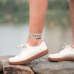 String Ankle Bracelets Waterproof Rope Anklets Braided Beach Boho Coin Anklets Cute Friendship Foot Jewelry for Women