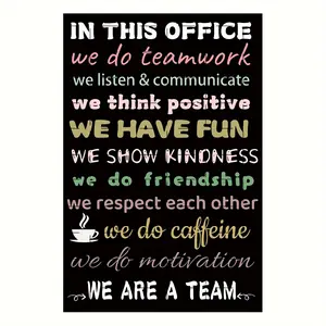 In this office we do teamwork inspirational metal painting art logo, iron wall listing, multi-functional front motto poster, suitable for home, bedroom, office decoration, pre-drilled, waterproof,Wall decor,Posters