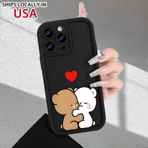 Cute Couple Bear Pattern Phone Case with an Eye-Catching Stepped Texture, Featuring a Premium Matte Finish. This Trendy And Popular Phone Case Is Compatible with Iphone Models 16/15/14/13/12/11/X/XR/XS/8/7/SE Mini Plus Pro Max Protector Screen Protector