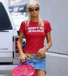 Don't Be Jealous Baby Tee, Y2K Graphic Tee, Paris Hilton Tee
