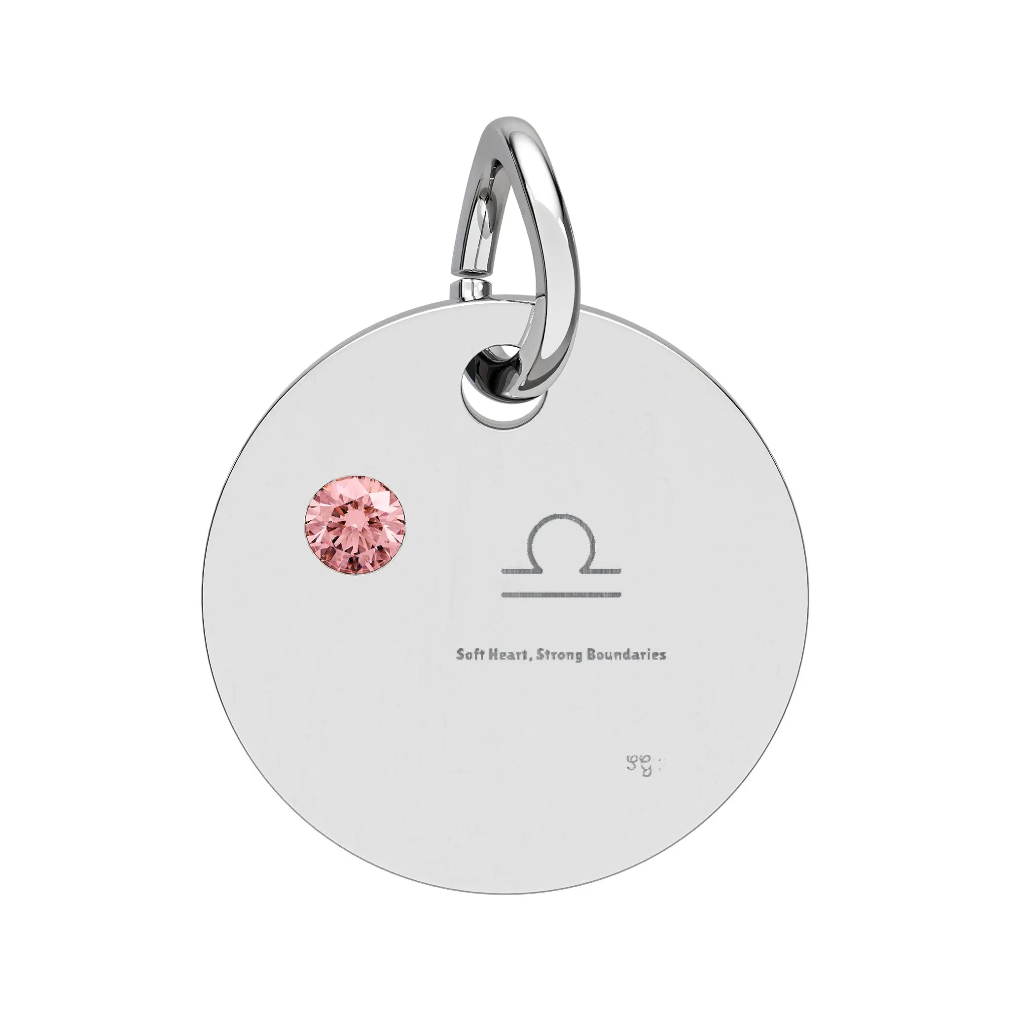 Libra Tourmaline Birthstone Circle Charm, Round Personalized Pendant