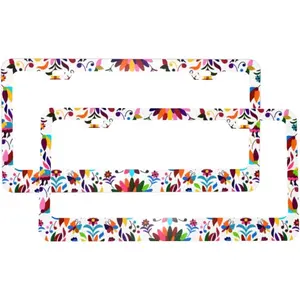 Mexican Bright Style License Plate Frames 2 PCS Universal Aluminum Tag Frame, with 2 Holes and Screws ,  for Men/Women Car Accessories Decor ﻿