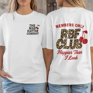 [Sale up to 40%] RBF Club Leopard Cherry T-Shirt – Retro Coquette Aesthetic Tee, Sarcastic Resting Bitch Face Shirt, Trendy Leopard Print Bow Graphic Top tb0423