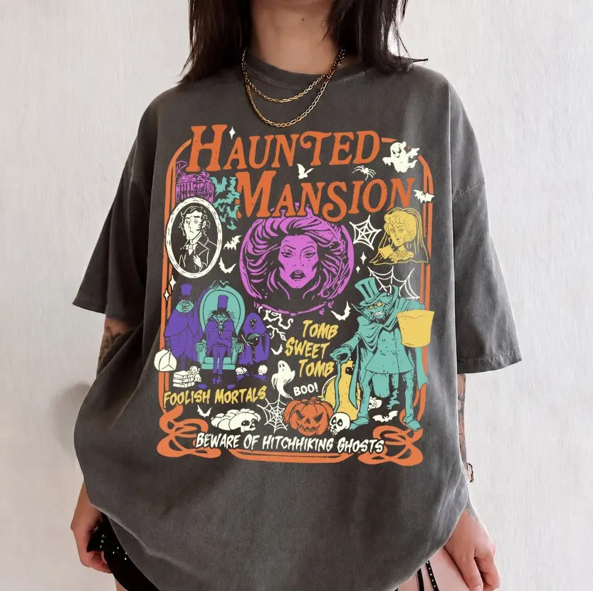 Retro The Haunted Mansion Shirt, Madam Leota Hitchhiking Ghosts Tee, Spooky Season Tee, Halloween Gothic Family Trip
