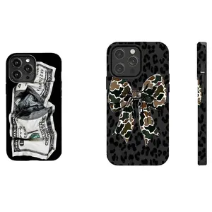 Personalized Camouflage Big Bow And Banknotes Themed Phone Case Premium Matte Texture, Protection, Shockproof, Anti-Drop, Anti-Fingerprint For IPhone 17-12, Pro Max, Pro Plus, and Samsung S25-22 Protection Safety