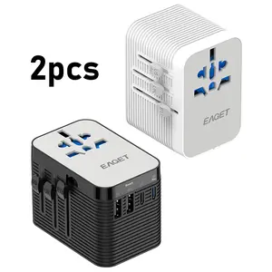 EAGET All-in-One Universal Travel Adapter, 20W PD Fast Charger with 4 USB Ports, Safety Certified Power Converter, Compatible with US UK EU AU Plugs, 150+ Countries, Durable Compact Design, Ideal for Travel, Business Trips, Home Office & Family Use